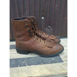 Ariat Heritage II Lacer Kiltie Boots Women 6 Brown Leather Western Riding